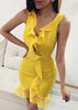 Vestido Curto Colado com Babado Festa