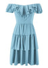 Vestido Curto Ombro a Ombro com Babado