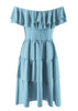 Vestido Curto Ombro a Ombro com Babado