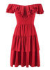 Vestido Curto Ombro a Ombro com Babado