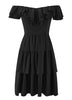 Vestido Curto Ombro a Ombro com Babado