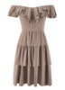 Vestido Curto Ombro a Ombro com Babado