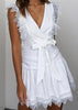 Vestido de Festa Branco Curto Rodado com Babado