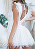 Vestido de Festa Branco Curto Rodado com Babado