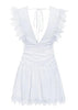 Vestido de Festa Branco Curto Rodado com Babado