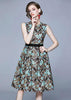 Vestido Rodado Acinturado Curto Estampado