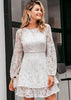 Vestido Curto Branco de Renda com Babado na Barra