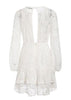 Vestido Curto Branco de Renda com Babado na Barra