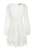 Vestido Curto Branco de Renda com Babado na Barra