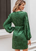 Vestido Curto de Festa Verde com Manga Bufante