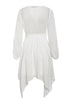 Vestido Curto Branco com Corte Assimetrico