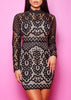 Vestido Curto Preto Colado Festa de Renda