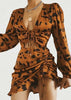 Vestido de Festa Curto Estampado com Babado na Barra