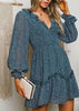 Vestido Curto Estampado com Babado Manga Longa