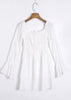 Vestido Branco Curto Ombro a Ombro Manga Flare