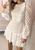 Vestido Renda Off White Curto com Babado na Barra