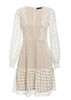 Vestido Renda Off White Curto com Babado na Barra