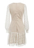 Vestido Renda Off White Curto com Babado na Barra
