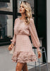 Vestido Curto de Festa Manga Larga com Babado na Barra