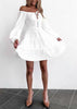 Vestido Curto Rodado Branco Ombro a Ombro