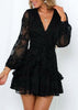 Vestido Curto Rodado Tule Bordado Com Babado