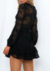 Vestido Curto Rodado Tule Bordado Com Babado