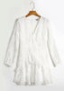 Vestido Curto Rodado Tule Bordado Com Babado