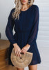 Vestido Curto Manga Longa Casual com Babado