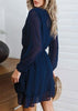 Vestido Curto Manga Longa Casual com Babado
