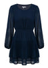 Vestido Curto Manga Longa Casual com Babado