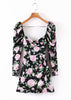 Vestido Estampado Curto Colado Manga Princesa