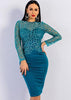 Vestido Justo Curto com Tule Bordado para Festa