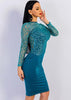 Vestido Justo Curto com Tule Bordado para Festa