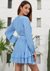 Vestido Curto Estampado com Babado na Saia