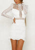 Vestido de Festa Curto Branco de Renda com Babado
