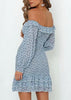 Vestido Florido Curto Ombro a Ombro com Babado