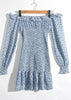 Vestido Florido Curto Ombro a Ombro com Babado