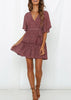 Vestido Solto Estampado Curto Manga Flare com Babado