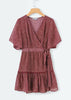 Vestido Solto Estampado Curto Manga Flare com Babado
