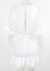 Vestido Festa Branco Curto Manga Flare com Babado