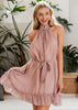 Vestido Curto Casual com Babado na Barra