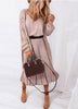 Vestido Plissado Midi Rosa