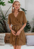 Vestido Curto Casual Solto com Babado na Frente