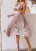 Vestido Plissado Midi Rosa