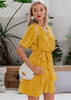 Vestido Curto Casual Solto com Babado na Frente