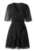 Vestido Curto Casual Solto com Babado na Frente