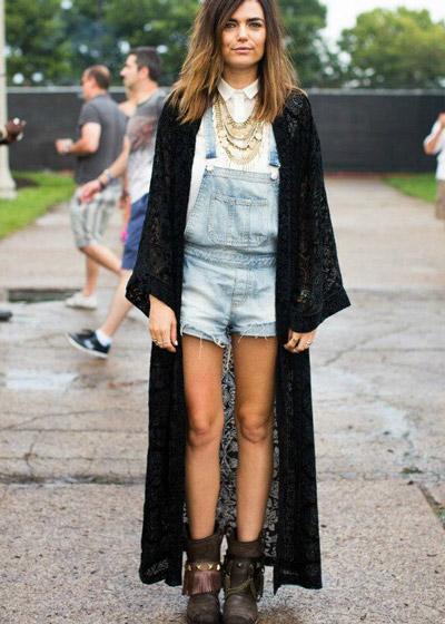 Vestido Longo Kimono de Renda Manga Flare