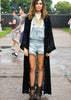 Vestido Longo Kimono de Renda Manga Flare