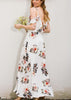 Vestido Longo Floral Ombros Vazados com Babado
