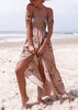 Vestido Longo Floral Ombro Caído
